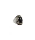 CHEVALIERE EN ARGENT ET ONYX OVALE, COLLECTION INDE, POUR HOMME ET FEMME