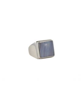 BAGUE EN ARGENT TRAVAILLÉ ET AGATE "BLUE LACE" ,COLLECTION INDE, POUR FEMME ET ENFANT 