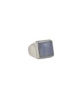 BAGUE EN ARGENT TRAVAILLÉ ET AGATE "BLUE LACE" ,COLLECTION INDE, POUR FEMME ET ENFANT 