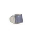 BAGUE EN ARGENT TRAVAILLÉ ET AGATE "BLUE LACE" ,COLLECTION INDE, POUR FEMME ET ENFANT 