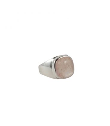 INDIAN RING, SILVER AND PINK QUARTZ, FOR WOMEN