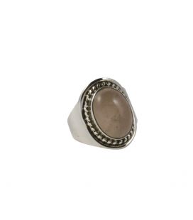 INDIAN RING, SILVER AND PINK QUARTZ, FOR WOMEN