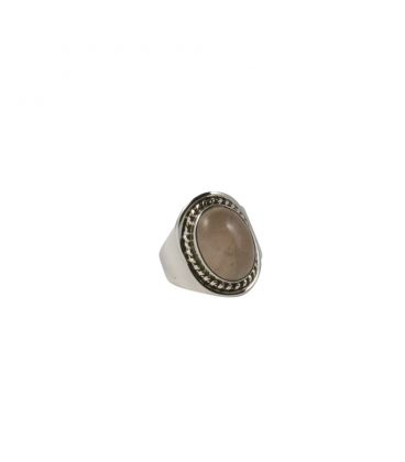 INDIAN RING, SILVER AND PINK QUARTZ, FOR WOMEN