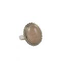 Indian Ring, drop Moonstone on embroidered Silver, for women