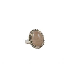 Indian Ring, drop Moonstone on embroidered Silver, for women