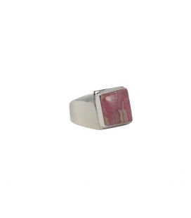 Indian Ring, beautiful rectangular Rhodocrosite on embroidered Silver, for woman