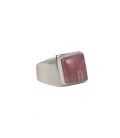 Indian Ring, beautiful rectangular Rhodocrosite on embroidered Silver, for woman