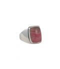 Indian Ring, beautiful rectangular Rhodocrosite on embroidered Silver, for woman