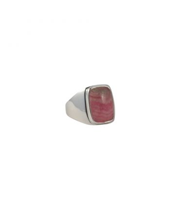 Indian Ring, beautiful rectangular Rhodocrosite on embroidered Silver, for woman