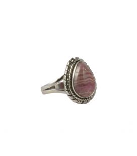 Bague en Argent travaillé et Rhodocrosite goutte, Collection Inde, pour femme et enfant 