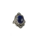 Bague Indienne Femme, superbe Lapis Lazuli monté sur Argent brodé