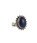 Indian Ring, beautiful Lapis Lazuli on embroidered Silver, for woman