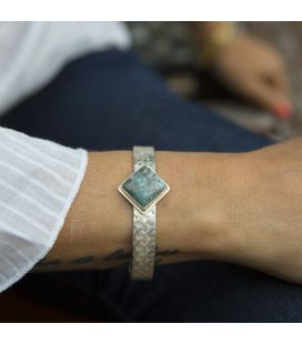 Bracelet tressé Banditas Créations, "Larimar" des Caraïbes sur Argent 925, fait main, pour femme
