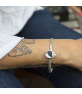 Bracelet Banditas Créations, en Argent et Turquoise "White Buffalo",fait main, pour femme