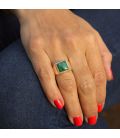 Bague Indienne, Malachite ovale montée sur Argent, pour homme et femme