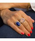 Bague en Argent et Lapis Lazuli ovale, Collection Inde, pour femme et enfant
