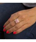 Indian Ring, beautiful rectangular Rhodocrosite on embroidered Silver, for woman