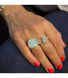 INDIAN RING, SILVER 925 AND CHRYSOPRASE, FOR WOMEN