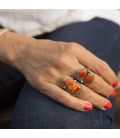 Bague Amérindienne Navajo, Spiney Oyster sur Argent travaillé, pièce unique par L.R GUANADENEGRO, pour femme 