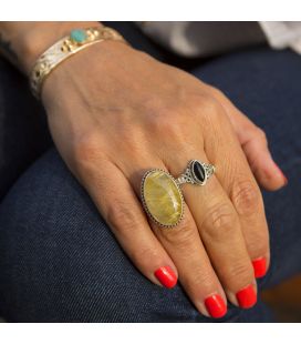 INDIAN RING, SILVER 925 AND QUARTZ RUTILE, FOR WOMEN