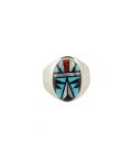 Silver, Opal and Turquoise, Native American Zuni Woman Ring 