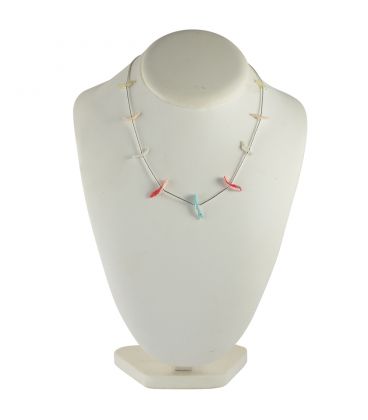 Collier "Liquid Silver", Argent et fetiches en nacre, pour femme et enfant