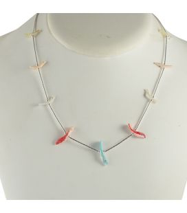 Collier "Liquid Silver", Argent et fetiches en nacre, pour femme et enfant