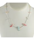 Collier "Liquid Silver", Argent et fetiches en nacre, pour femme et enfant