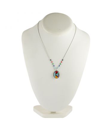 NATIVE AMERICAN LIQUID SILVER NECKLACE, SILVER AND MULTICOLORED STONES, WOMEN AND KIDS