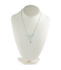 "Liquid Silver" necklace. Turquoise heart and feathers, for women and girls.