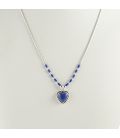 Collier "liquid Silver", coeur en Lapis Lazuli, pour femme et enfant