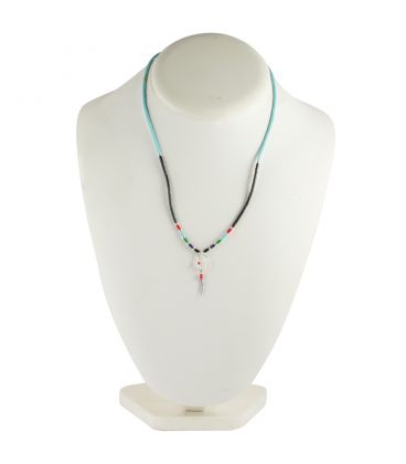 Native American LIQUID SILVER NECKLACE, Dream Catcher and bear, silver and turquoise, women and kids