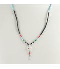 Native American LIQUID SILVER NECKLACE, Dream Catcher and bear, silver and turquoise, women and kids