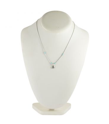 Liquid Silver necklace. Oval Turquoise pendant and Bamboo. for women and girls.