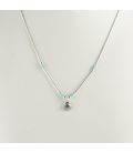 Liquid Silver necklace. Oval Turquoise pendant and Bamboo. for women and girls.