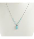 Collier "Liquid Silver" , pendentif rectangle Turquoise, pour femme et enfant .