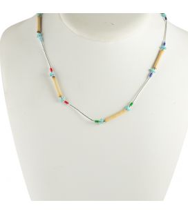 Collier "Liquid Silver", Argent, Turquoise et Bambou, pour femme et enfant