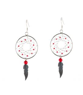 BOUCLES D'OREILLES NAVAJOS, DREAM CATCHER ARGENT ET ROCAILLES, POUR FEMME ET ENFANT 