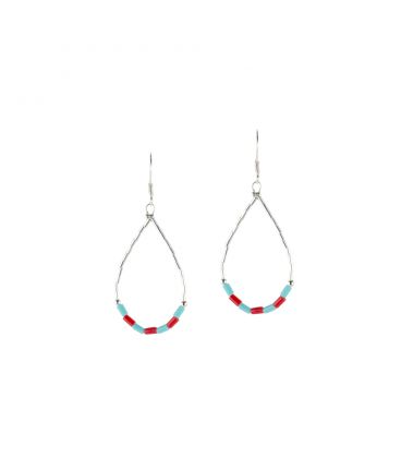 Boucles d' oreilles Liquid Silver, Argent et tubes de pierre, pour femme et enfant 