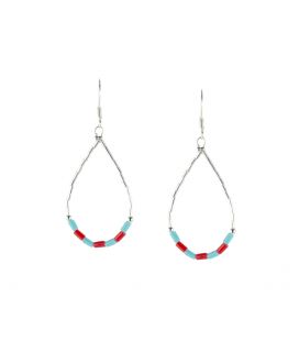 Boucles d' oreilles Liquid Silver, Argent et tubes de pierre, pour femme et enfant 