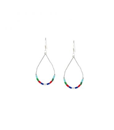 Boucles d' oreilles Liquid Silver, Argent et tubes de pierre, pour femme et enfant 