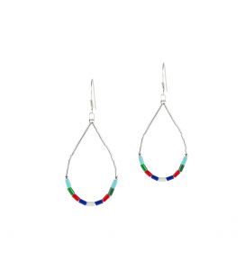 Boucles d' oreilles Liquid Silver, Argent et tubes de pierre, pour femme et enfant 