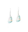 Boucles d' oreilles Liquid Silver, Argent et tubes de Turquoise, pour femme et enfant 