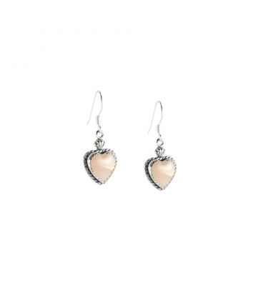 Boucles d' oreilles Zunis "coeur", Argent et nacre, pour femme et enfant