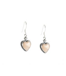 Boucles d' oreilles Zunis "coeur", Argent et nacre, pour femme et enfant