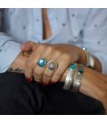 INDIAN RING, SILVER 925 AND BLUE COPPER TURQUOISE, FOR WOMEN