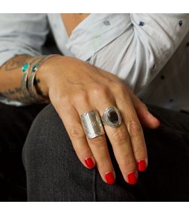 Long stamped Banditas ring, Silver 925