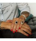 TUAREG WOMEN RING, SILVER AND AGATE