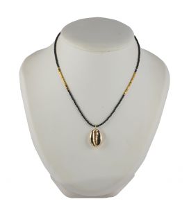 Collier "Cauri" SL bijoux, Onyx facettes et Cauri Vermeil montés sur Gold Filled 14K, pour femme