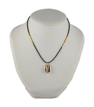 Collier "Cauri" Banditas, Onyx facettes et Cauri Vermeil montés sur Gold Filled 14K, pour femme 